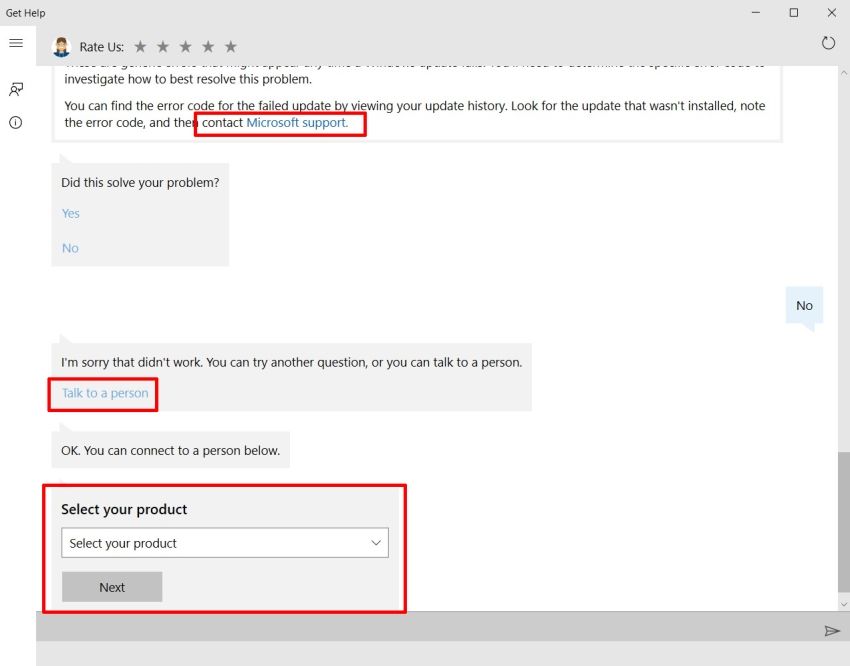 اتصل بدعم Microsoft باستخدام تطبيق الحصول على المساعدة في نظام التشغيل Windows 10
