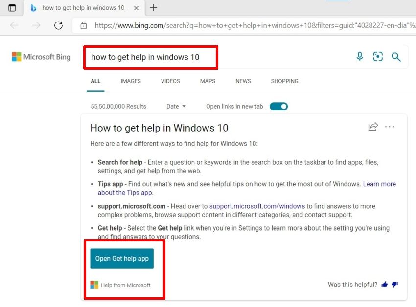 كيفية الحصول على المساعدة في نظام التشغيل Windows 10 باستخدام محرك بحث Bing